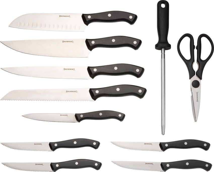 Browning 5Cr13MoV Stainless Kitchen Set with Block, 13-Piece