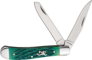 BR0540B.jpg Browning Trapper Green Jigged Bone Multi-Blade Knife