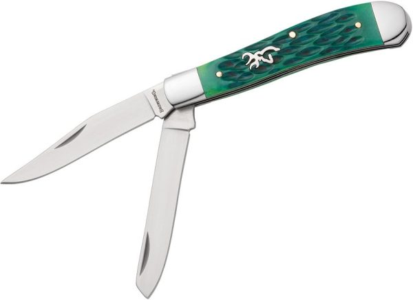 Browning Trapper Green Jigged Bone Multi-Blade Knife