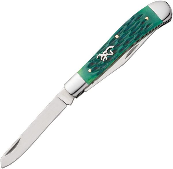 Browning Trapper Green Jigged Bone Multi-Blade Knife