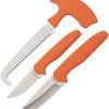 Browning Sharp Ridge Combo Orange 3-Piece Knife Set Fixed Blade
