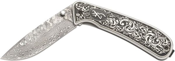 Browning Grand Pass Linerlock Damascus Folding Knife 3.5"