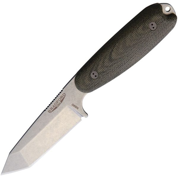 BRAD35T102.jpg Bradford Guardian 3.5 Tanto Fixed Blade N690 Green Micarta