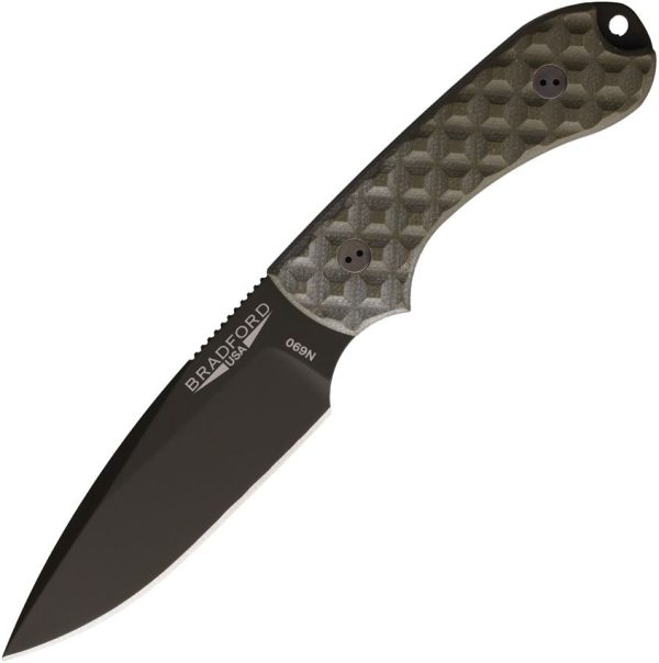 BRAD3FE002OD.jpg Bradford Guardian 3 Fixed Blade Knife OD Green N690 Cerakote