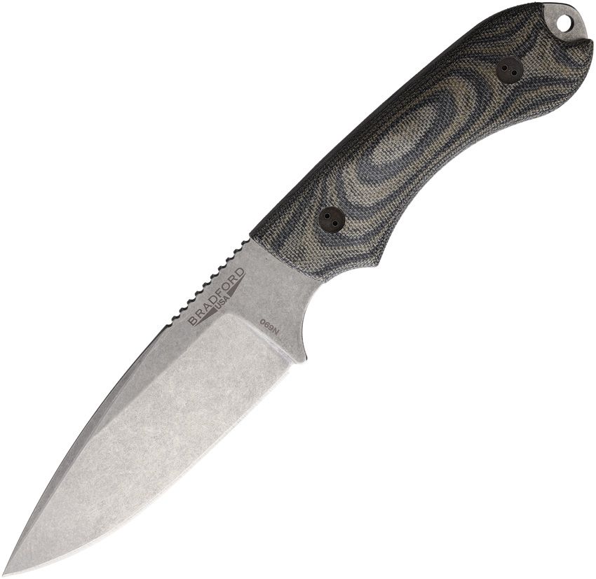 BRAD42FE109.jpg Bradford Knives Guardian 4.2 Fixed Blade Knife 4.5" Stonewash N690 Camo Micarta