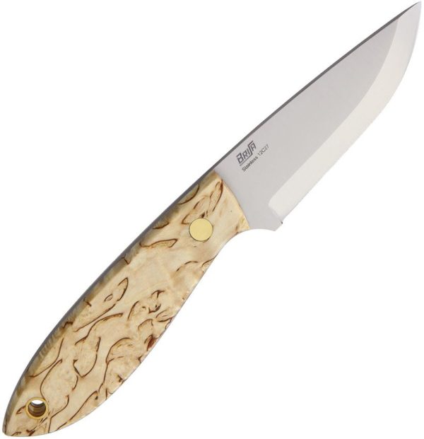 BRI9950.jpg BRISA Bobtail 80 Fixed Blade 12C27 Sandvik Birch Handle Knife