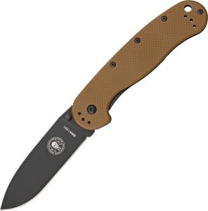 BRK1301CBB.jpg BRK Avispa Coyote Brown Folding Knife AUS-8 Black Blade