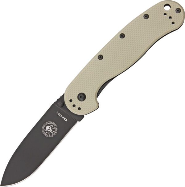 BRK Avispa Desert Tan Folding Knife AUS-8 Black Blade