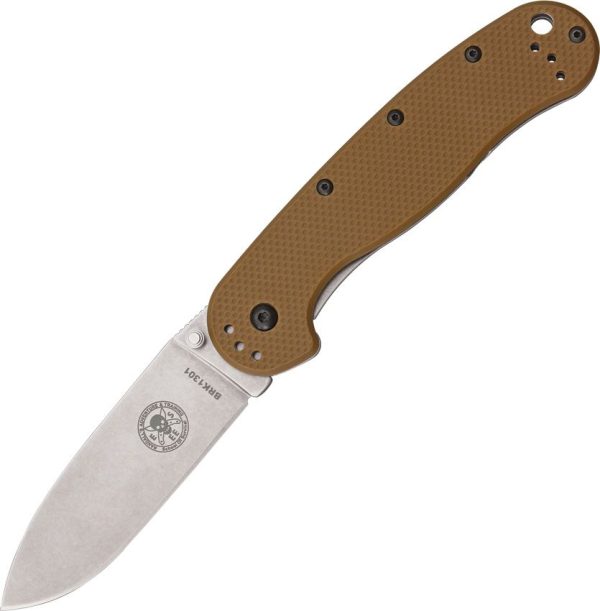 BRK Avispa Framelock D2 Folding Knife Brown GRN Handle