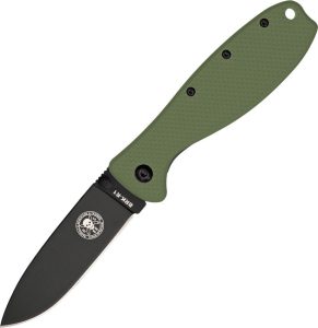 BRKR2ODB.jpg BRK Zancudo Framelock D2 Black OD Green Folding Knife