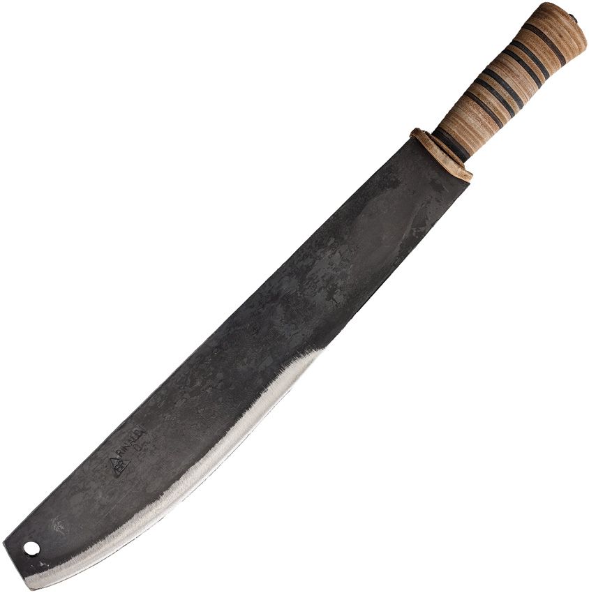 BRR135.jpg BR Rinaldi Machete 16" Spring Steel Blade with Stacked Leather Handle