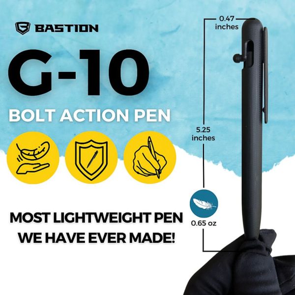Bastion Bolt Action Pen Black G10 Tactical EDC Parker Refill