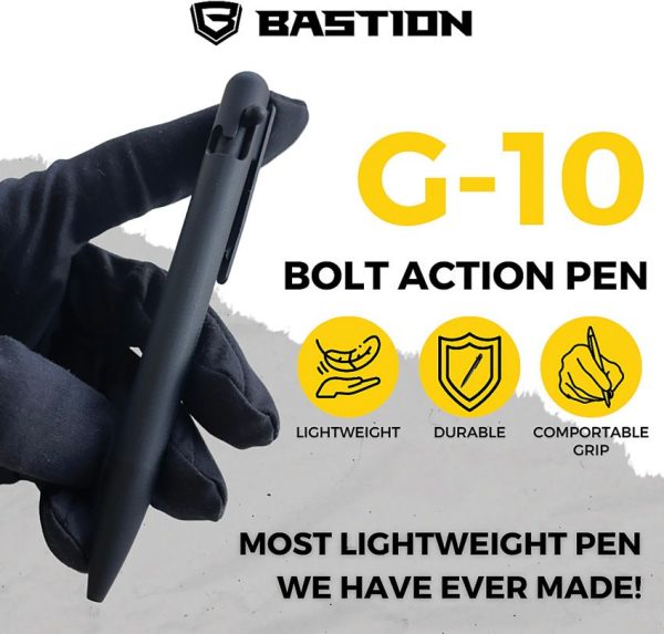 Bastion Bolt Action Pen Black G10 Tactical EDC Parker Refill