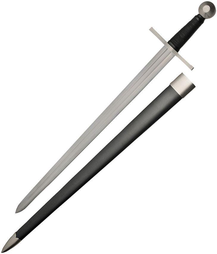 Battle Tested Broad Sword 29.5" Double Edge Carbon Steel w/ Scabbard
