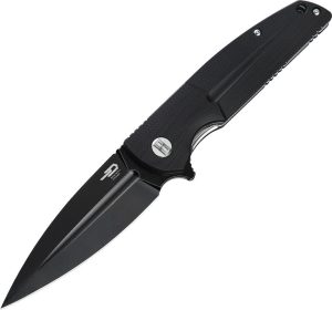Bestech Fin Linerlock - Black Stonewash 14C28N
