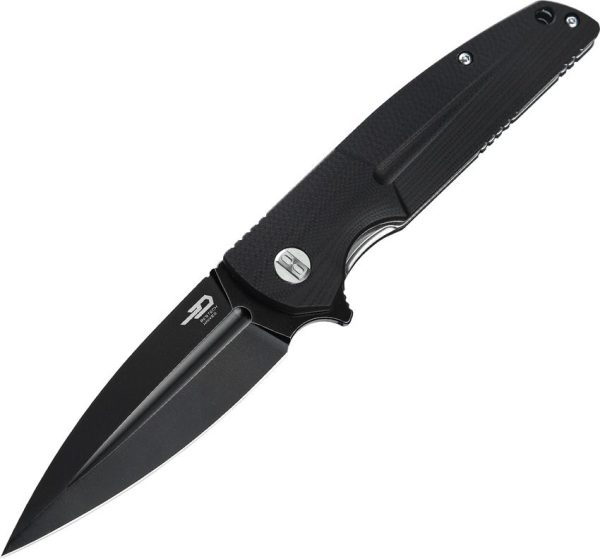 Bestech Fin Linerlock - Black Stonewash 14C28N
