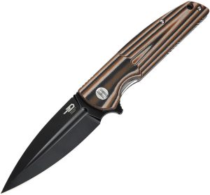 Bestech Fin Linerlock - Orange Camo 14C28N