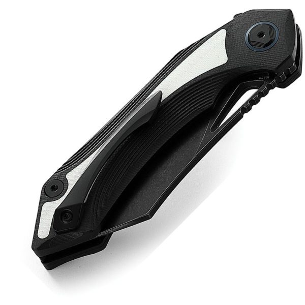 Bestech Kasta Linerlock Black/White Stonewash Blade