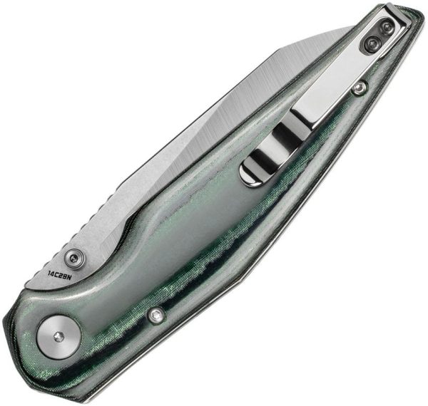 Bestech Snakebird Button Lock Folding Knife - Green Micarta