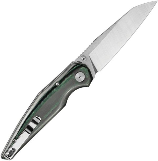 Bestech Snakebird Button Lock Folding Knife - Green Micarta
