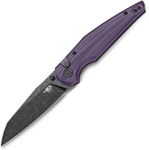 Bestech Snakebird Button Lock Folding Knife - Purple G10