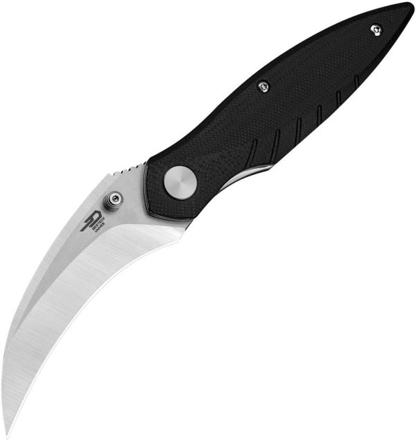Bestech Mantidae Linerlock Black G10 - Curved Blade
