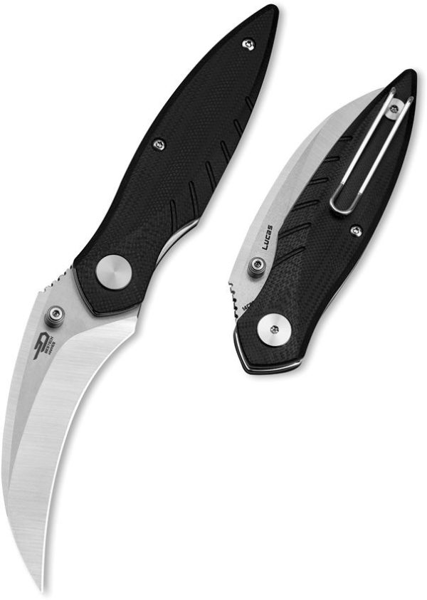 Bestech Mantidae Linerlock Black G10 - Curved Blade