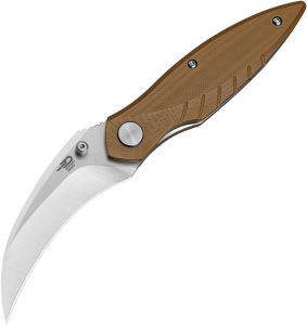 Bestech Mantidae Linerlock Brown G10 - Curved Blade