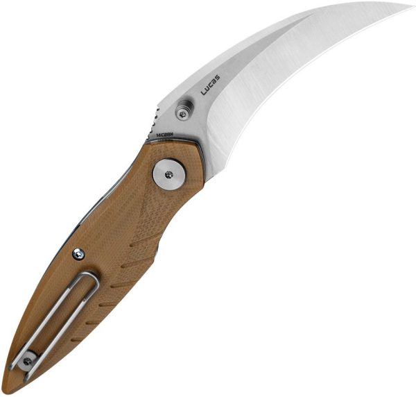 Bestech Mantidae Linerlock Brown G10 - Curved Blade