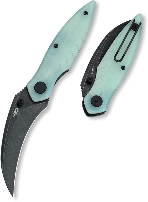 Bestech Mantidae Linerlock Jade G10 - Curved Blade
