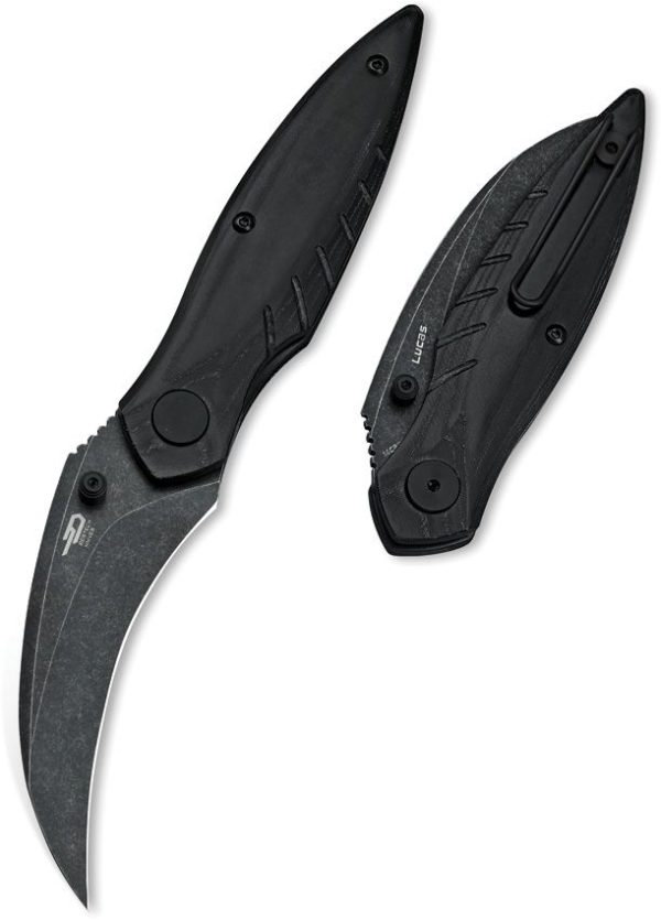 Bestech Mantidae Linerlock Black Micarta - Curved Blade