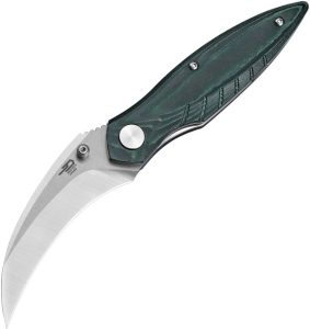 Bestech Mantidae Linerlock Green Micarta - Curved Blade