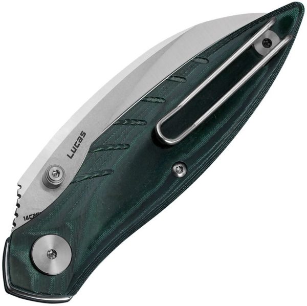 Bestech Mantidae Linerlock Green Micarta - Curved Blade