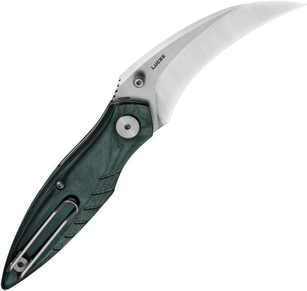 Bestech Mantidae Linerlock Green Micarta - Curved Blade