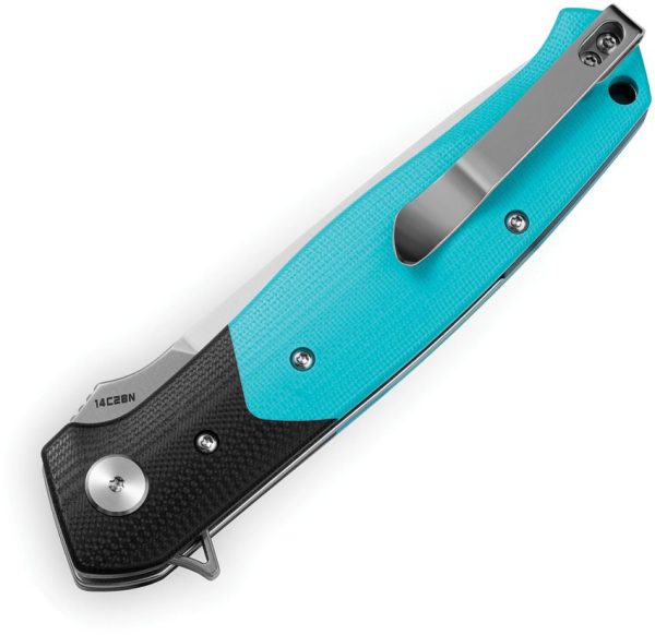 Bestech Swordfish Button Lock Folding Knife - Teal G10