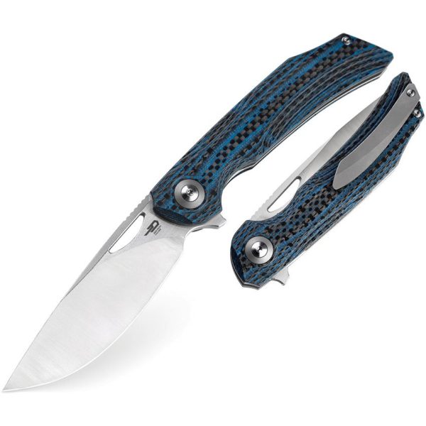 Bestech Falko Linerlock Blue Carbon Fiber EDC Knife