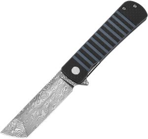Bestech Titan Linerlock Damascus Tanto Blue Handle