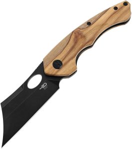 Bestech Skirmish Linerlock D2 Stonewash - Olivewood