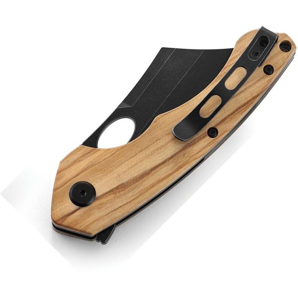 Bestech Skirmish Linerlock D2 Stonewash - Olivewood