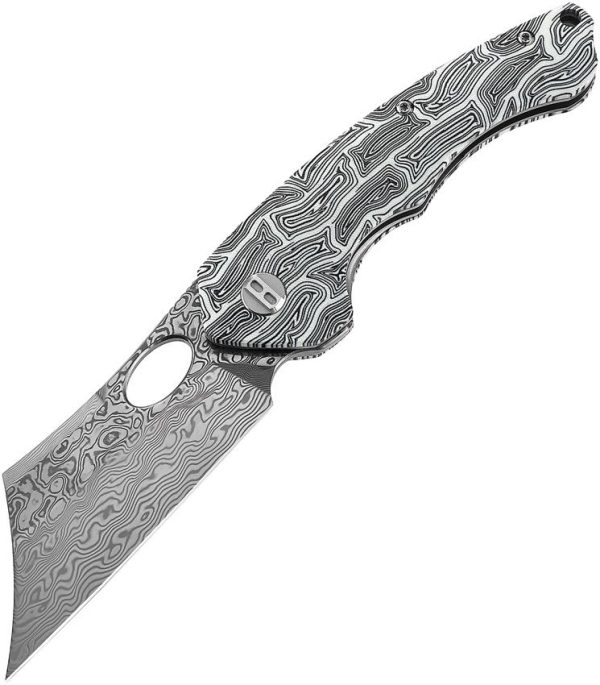 Bestech Skirmish Damascus Linerlock - Black White G10