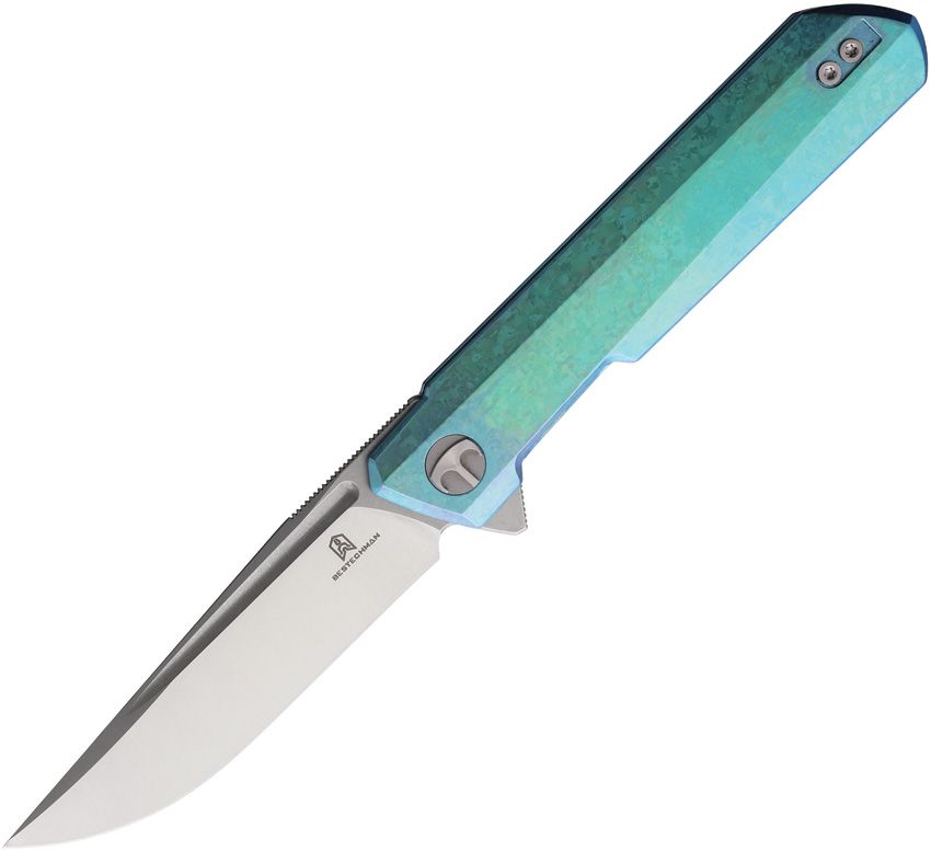 BTKMK01C2.jpg Bestech Dundee Folding Knife 3.5" D2 Blade Linerlock Green Titanium