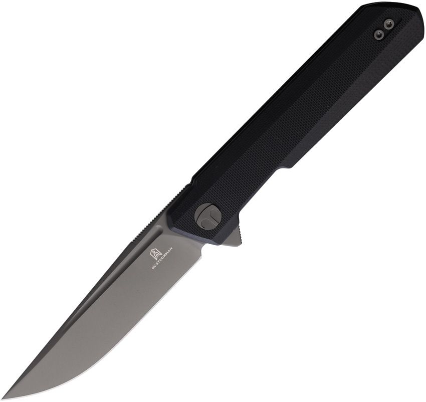 Bestech Dundee Linerlock Folding Knife 3.5" Gray PVD Blade Black G10