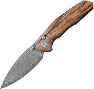 Bestech Ronan B-Lock Damascus Olive Wood Folding Knife