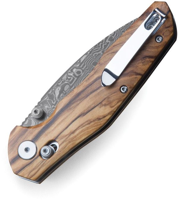 Bestech Ronan B-Lock Damascus Olive Wood Folding Knife