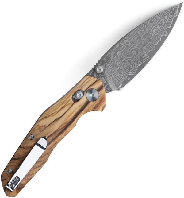 Bestech Ronan B-Lock Damascus Olive Wood Folding Knife