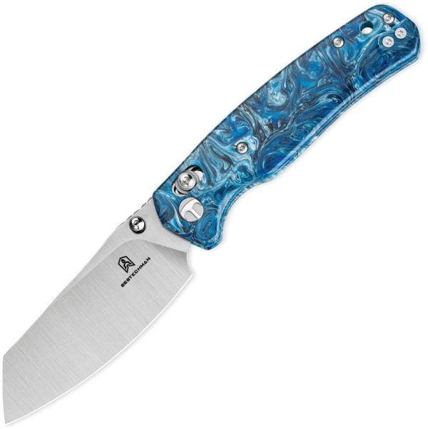 Bestech Cicada's Wing B-Lock Blue Marbled Resin Knife