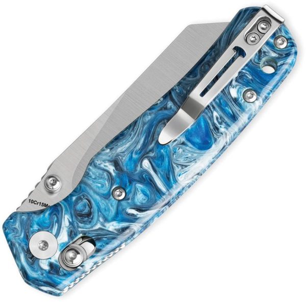 Bestech Cicada's Wing B-Lock Blue Marbled Resin Knife