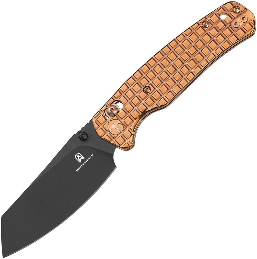 Bestech Cicada's Wing B-Lock Folding Knife 3.13in Black Blade Bronze Handle