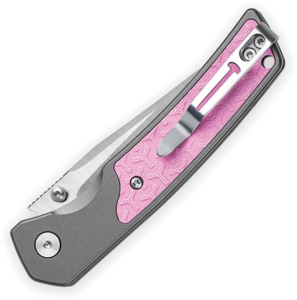 Bestech Knives Icebreaker Button Lock - Gray/Pink G10