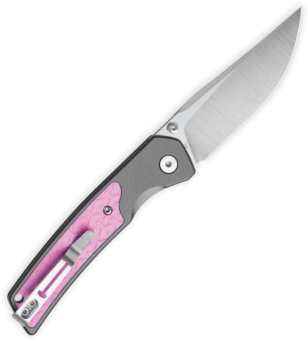 Bestech Knives Icebreaker Button Lock - Gray/Pink G10